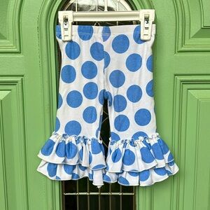 Giggle Moon Size 24 Months Blue Polka Dot Ruffle Kids Pants